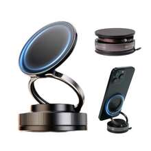 新款磁吸式车载手机支架，真空吸盘，多功能桌面/墙面支架，通用型 - 黑色 - 查看 7