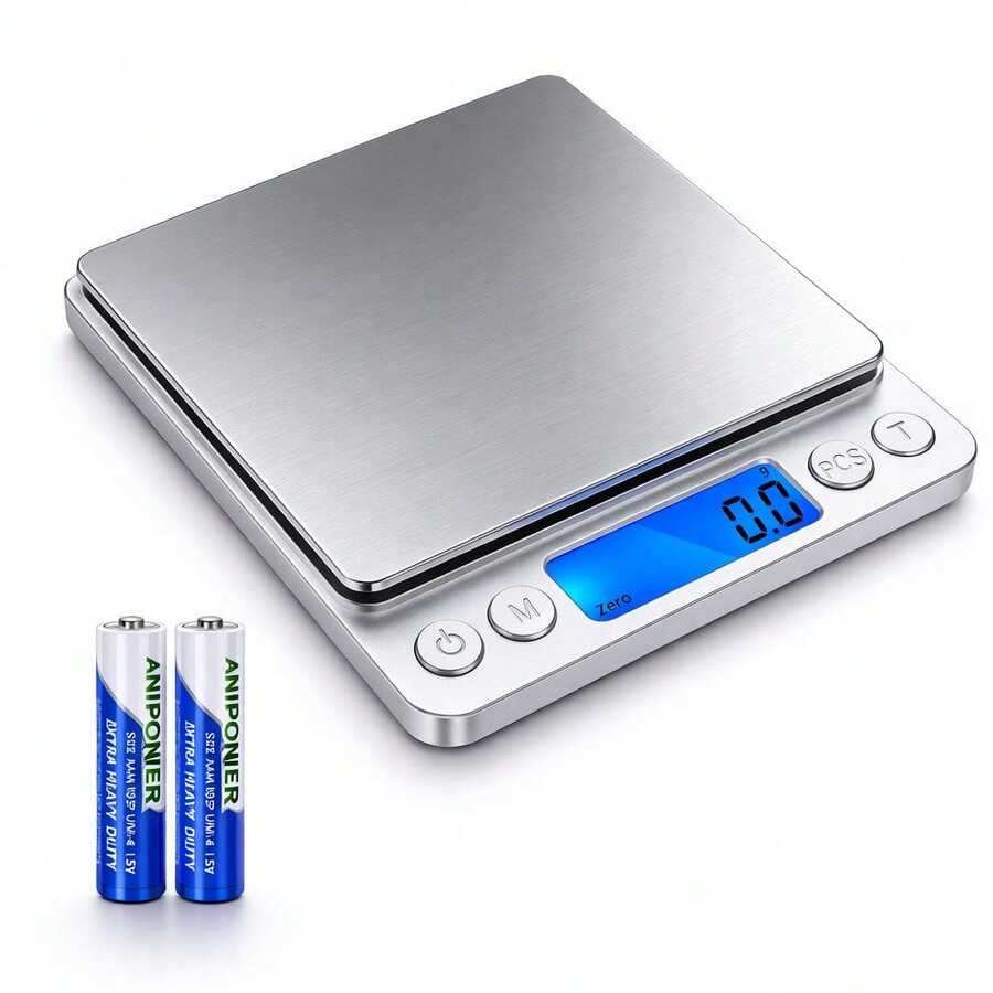 Báscula Gramera Digital de Alta Precisión con Función TARA | Balanza Electrónica para Cocina, Café y Repostería | Pantalla LCD - Multicolor - Ver 1