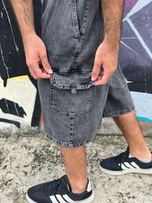 Baggy Streetwear Cargo Bermuda Balloon - 石墨黑 - 查看 2