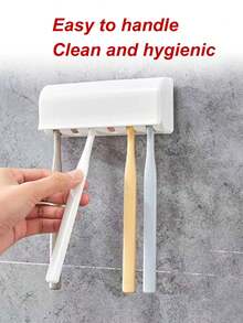 一套6格牙刷收纳盒，日式无孔粘胶双头牙刷架，吸盘式壁挂牙刷架，简约牙膏收纳架，浴室置物架，家用浴室壁挂架，适用于浴室、洗手间、洗脸盆等场所的牙膏和牙刷收纳整理。 - 彩色 - 查看 9