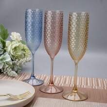 1/3/6/12/24 件装 不易碎钻石透明香槟杯，适用于婚礼祝酒、派对、鸡尾酒、葡萄酒、果汁 - 彩色 - 查看 4