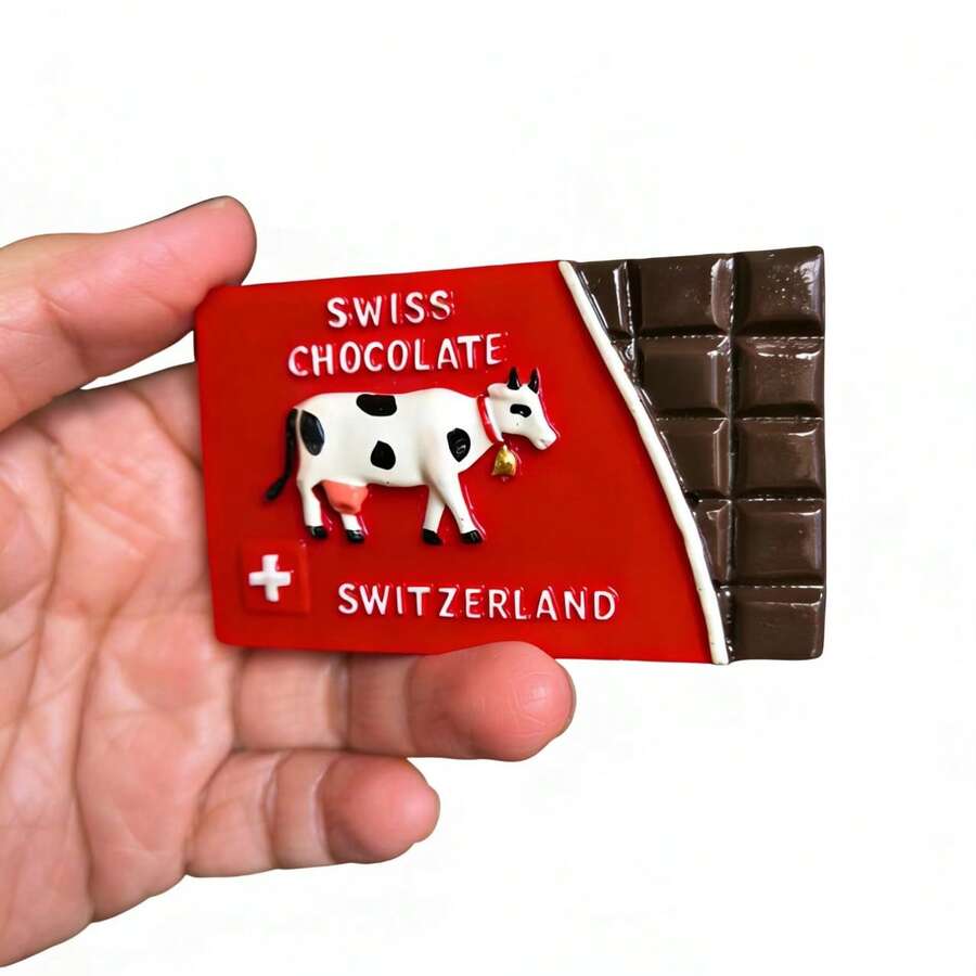 3.15" Swiss Chocolate Cow 3D Fridge Magnet, Travel Souvenir Magnetic Sticker - one-size - View 1