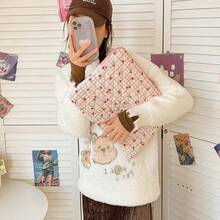 YOONI 13/14英寸韩版INS风花卉笔记本电脑保护套,兼容10/11/15.6英寸笔记本电脑,可爱波点绗缝拉链手提包内衬,高品质轻便防刮平板电脑收纳袋 - 多色 - 查看 3