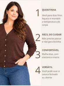 Plus Size Button-Down Coat Made Of Wool For Warm Winter Wear. - Rust Brown - View 5