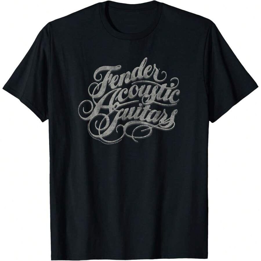 Fender Acoustic Guitars Retro Font Logo T-Shirt.Jpg - màu đen - Xem 1