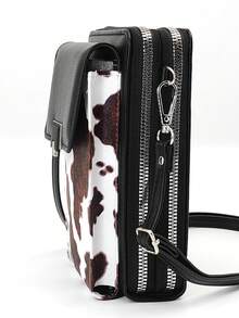 New Messenger Bag, Multi-Function Large Capacity Double-Layer Zipper Mobile Phone Wallet, Fashion Simple And Delicate Soft Image, Leisure Holiday, Dating For Women Mini Wallet Small Wallet Teacher Accessories Cute Purses - Black - View 3