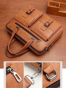 Men Briefcase - Khaki - View 3