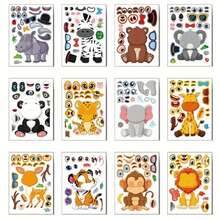 12/24pcs Cartoon Animal Stickers, Rhinoceros, Tiger, Lion, Monkey, Elephant, Zebra, Deer, Giraffe Stickers For DIY, Face Decor, Party Favors, School Craft Projects - Multicolor - View 6