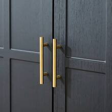 Aparador extragrande con espacio de almacenamiento, vitrina moderna con frente curvo, mueble de TV de 169 cm de largo, adecuado para sala de estar/cocina/comedor/pasillo, negro, 169*40*80cm - Negro - Ver 5