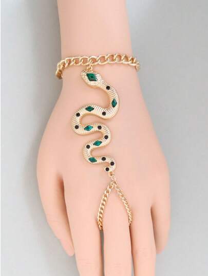 New Arrival European And American Creative Snake-Shaped Hand Chain Linked Finger Ring