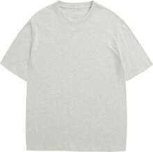 Men's Cotton T-Shirts Oversized Unisex Short Sleeve Crew Neck Loose Basic Tops Solid Athletic Tee - 淺灰色 - 查看 7