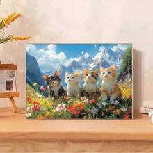 LaoJieYuan 2026新款刺绣动物猫咪全套工具包 白色画布 DIY针线套装 十字绣书 礼品 家居装饰 DIY套件 工艺品 刺绣套件 十字绣套件 钩针套件 戳绣套件 缝纫配件 缝纫套件 绣线 工艺套件 针线材料 缝纫图案 钩针工艺用品 刺绣套件 初学者缝纫图案 - 需要自己繡-不含框架 - 查看 6