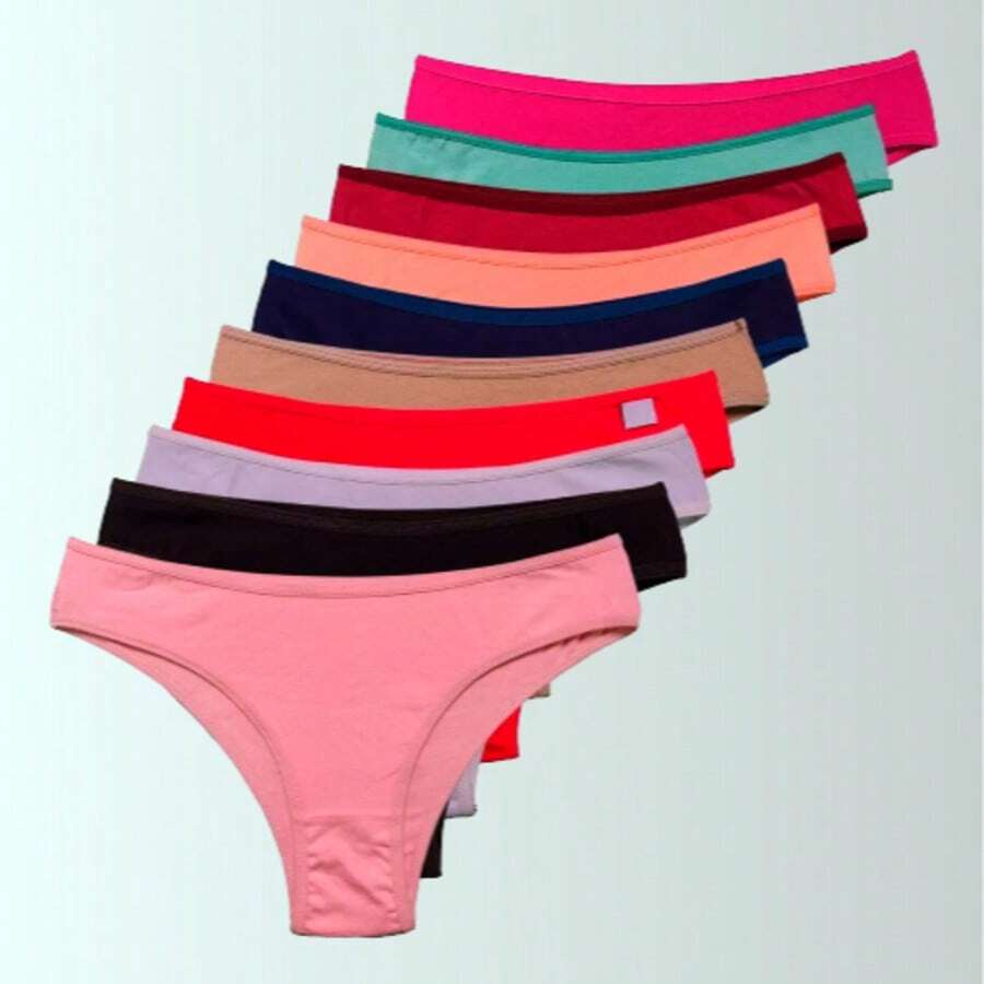 Kit Of 10 Microfiber Thong Panties With Cotton Lining, For Everyday Use, Comfortable, Basic, Thong Style, Never Leaves Marks. - ĐA DẠNG - Xem 1