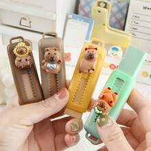 3/6pcs Cute Capybara Series Push-Pull Erasers, Random Styles, High-Quality Fashion Design, Clean Wiping, No Flaking, Soft Art Supplies, Holiday Party Favors - Sets - View 1