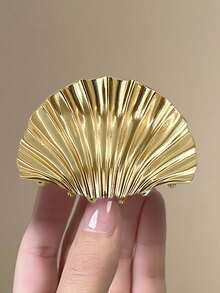 2个新款高端贝壳抓夹女款后脑勺闪亮金属度假欧美风发爪时尚个性化半扎发夹发饰女孩夏季发饰沙滩爪夹优雅发夹度假发饰 - 彩色 - 查看 6