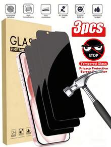 适用于 17 Pro Max 的 3 片装隐私防窥钢化玻璃屏幕保护膜。日常、办公和居家使用必备屏幕保护膜。防水钢化玻璃，防震，防刮，防指纹，全屏覆盖，兼容手机壳。 - 黑色 - 查看 31