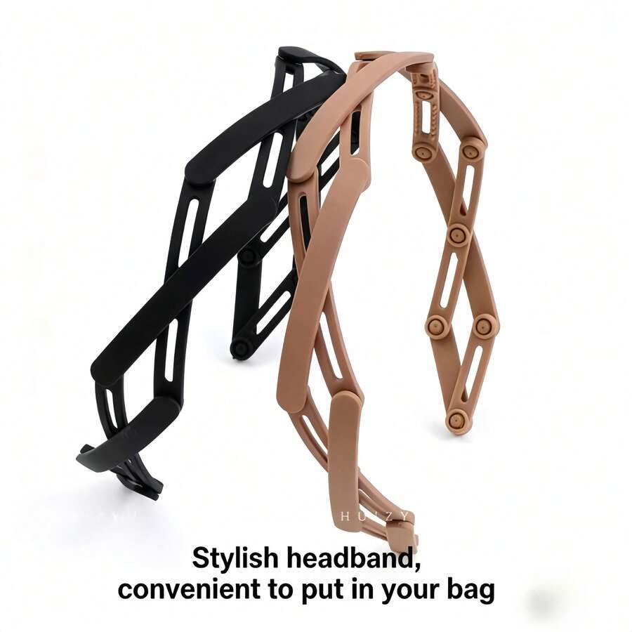Adjustable Foldable Hair Hoop With Anti-Slip Teeth, Portable And Practical For Travel And Outdoor Use - Multicolor - View 1