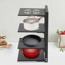 SanBouSi 4-Layer Pot Rack Organizer Pot And Pan Stand Rack Pot Lid Holder Black - Black - View 11