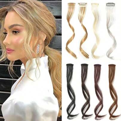 MEIFAN Women Synthetic Long Hair Natural Bangs Clip-In Bangs Hair Piece Side Part Bangs Hair Piece