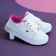 Girls' School-Style Sneakers - Comfort And Style In Every Detail, Designed For Your Daughter, Sizes 25 To 36 - BUY NOW! - 白色粉紅色 - 查看 3