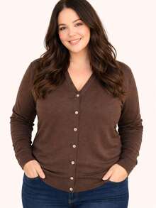 Plus Size Button-Down Coat Made Of Wool For Warm Winter Wear. - Rust Brown - View 4