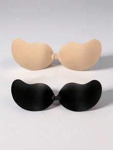 1/2 Pairs Seamless Invisible Bra, Strapless Backless Silicone Nipple Cover Pasties, Suitable For Wedding Dresses, Skin Color & Black, Reusable, Applicable For All Seasons - Multicolor - View 8