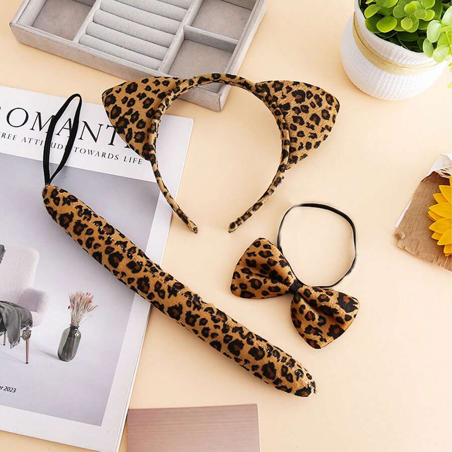 3 Pieces Set, Adult Costume Set Includes A Headband, A Tail, And A Bow Tie - Perfect For Use In Holiday Parties, Role-Playing Parties, And Themed Events. - A - View 1