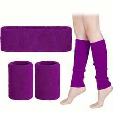 3pcs/2pcs Women 80s Neon Party Street Hip Hop Casual Outfit Set Headband Wristband Leg Warmers, Suitable For Party, Social Activities, Family Gathering, Halloween, Holiday Gift - 80s - View 3