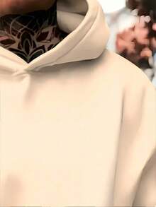 Men's Pink Flower Premium Cotton Sweatshirt - 米色 - 查看 4