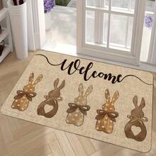 1pc Brown Easter Bunny Welcome Doormat, Creative Fashion Pattern Design, Holiday Decor, Easter Carpet, Suitable For Bedroom, Living Room, Dining Room, Kitchen, Bathroom, Laundry Room, Doormat, Small Rug, Welcome Mat, Carpet, Mat, Outdoor Doormat, Kitchen Rug, Home Decor, Front Door Mat, Area Small Rug, Outdoor Mat, Home Decor, Area Rug, Garden Carpet, Washable Rug - Multicolor - View 4