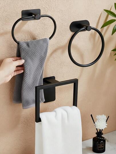 Bathroom Pendant Towel Ring Towel Storage Rack Gold Silver Black Towel Ring 1 Piece