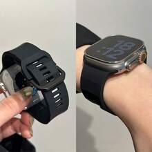 1条运动硅胶表带，兼容表带42mm/44mm/45mm/46mm/49mm/38mm/40mm/41mm，时尚智能手表替换表带，适用于 Series Ultra2/Ultra SE2/SE/11/10/9/8/7/6/5/4/3/2/1，男女通用，经典款式 - 42/44/45/46/49mm - 查看 16