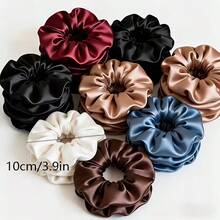 14pcs/7pcs/6pcs Random Dark-Tone Satin Scrunchie Set, Suitable For Ponytail, Bun And Various Hairstyles, Versatile Satin Scrunchies With Rhinestones - Multicolor - View 11