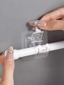 8pcs Shower Curtain Rod Set, Including Curtain Hooks, Telescopic Rod Brackets, Single Rod Mounting Hardware, Bathroom Window Curtain Rod And Half-Length Curtain Rod Complete Kit, Adjustable Wall-Mounted Curtain Rod Hardware Set, Suitable For Home Bathroom Windows - Multicolor - View 3