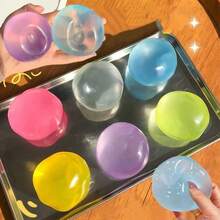 1个可塑形慢回弹椰子油手工挤压球，缓解焦虑，解压，手部按摩，挤压玩具，减压，派对礼物，礼品袋，奖品，生日礼物，毛绒挤压工具 - 彩色 - 查看 2