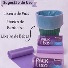 Kit 5 Rolos de Sacos De lixo Perfumado 34x38 Cm Lavanda Banheiro Pia Cozinha Neutraliza Odor - A - Visão 2