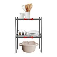 SENDERPICK 2-Layer Expandable Kitchen Cabinet Organizer Stackable Cupboard Shelf Adjustable Kitchen Cabinet Shelf - Black - View 2