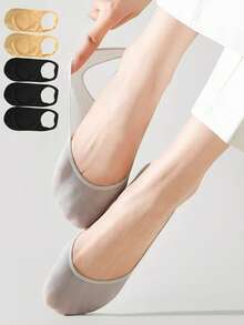 5 Pairs Summer Thin Seamless Silky Invisible Non-Slip Loafer Socks, Soft Breathable - Multicolor - View 3