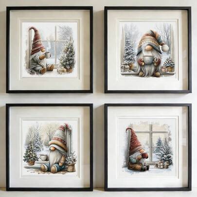 1 Set - Cozy Moment Of Winter Gnome Cross Stitch Kit (No Frame), DIY Needlework Art Craft Materials, 11CT Cross Stitch Decorative Painting, Creative Handmade Gift. Complete Home Decor Printed Cross Stitch Craft, Suitable For Home Decor Knitting Art. Frame Not Included