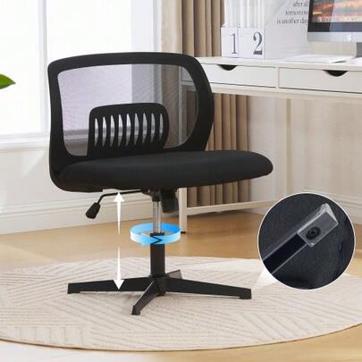Office Chairs Without Armrests, Reading Chairs With Large Cushions, Lounge Chairs For Sitting Cross-Legged, Rocking Function, Height Adjustable, 360° Swivel