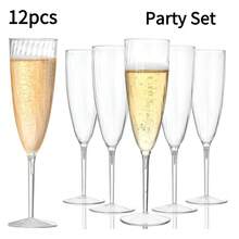 12pcs 170ml/6oz Transparent Reusable Plastic Champagne Flutes, Suitable For Wedding/Birthday/Party - View 8