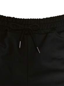Calça Wide Leg com Estampado Hip-Hop 'Letras Aranha' Moda de Rua, Confortável Versátil   Casual  Para sair  Férias  básico    Tecido de malha    Bolso  Cordão  Amarrar    Roupas de aeroporto  Férias  Escola  Noite  Namorando - Preto - Visão 5