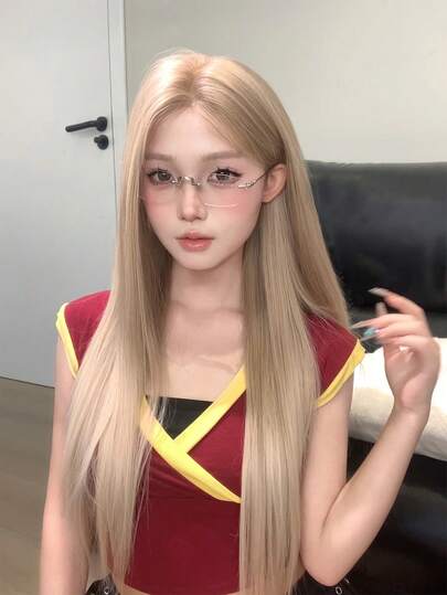 alicegarden 4*1 Lace Front, Long Wavy Lace Front Wig, Middle Part Wig, 1 Piece Heat Resistant Synthetic Fiber Wavy Wig, Multi-Color Wig, 28 Inches Long, Fiber Material, Suitable For Daily Wear, Natural & Realistic (Accessories Not Included)