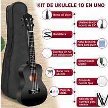 Kit De Soprano Concierto Acustico 23in Universal Ukelele - Naranja Coral - Ver 10