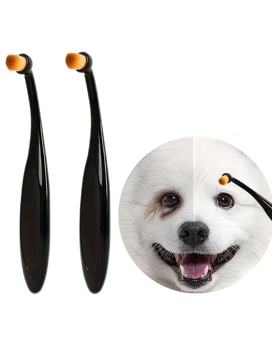 2支装宠物眼部清洁刷 - 柔软不刺激的刷毛，去除污渍和分泌物 - 适用于贵宾犬、博美犬和猫，无需电池