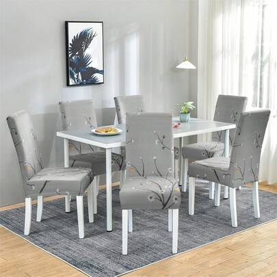 1/4/6 piezas Fundas elásticas y antideslizantes para sillas de comedor con estampado, protectores de silla para decoración del hogar, hotel, restaurante, fiesta, vacaciones, de textura cálida