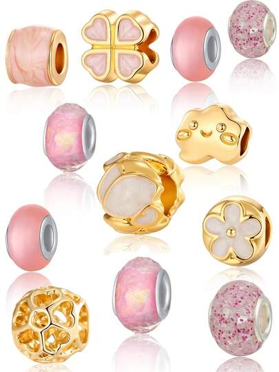 12件装金粉四叶镂空心形云朵装饰配件，礼品