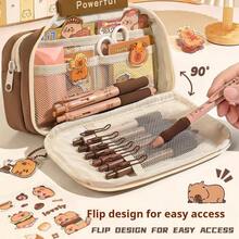 9-Layer High Capacity Pencil Case, Anti-Pollution, Water Vole Pattern Pencil Bag, Multi-Layer Ins Style Pencil Box, Unique And Distinctive - 9-layer Brown (large Capacity Pencil Case) - View 6