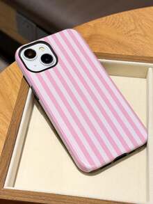 GIIPPA 1pc Glossy Pink Striped Pattern 2-In-1 Protective Phone Case, Compatible With Samsung/Compatible With IPhone 11/12/13/14/15/16/17 Pro Max - Pink - View 4