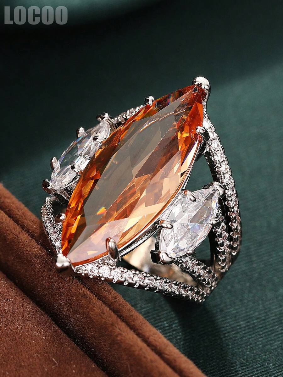 1 PC Luxury Cubic Zirconia Ring For Women For Wedding Engagement Anniversary Party Jewelry Valentine's Day Gift - 1# - View 1